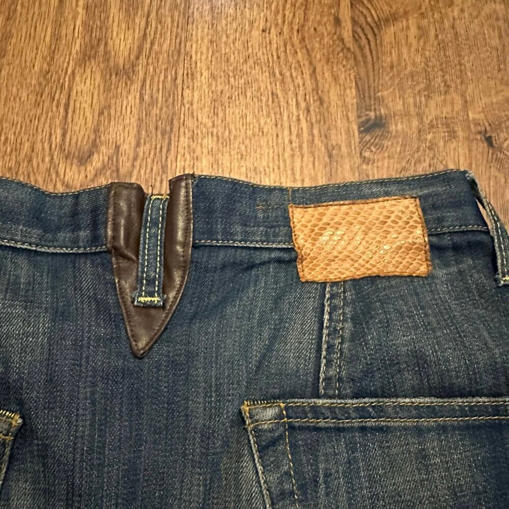 R13 blue harem denim jeans cropped pleated pants sz 24 unique rare made in Italy - Picture 7 of 14
